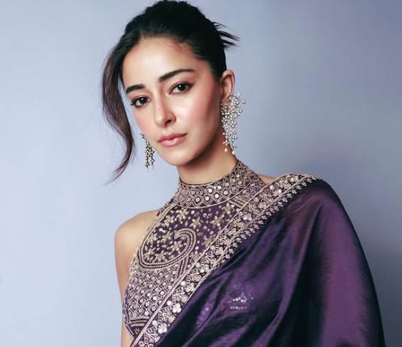 Ananya Panday channels modern maharani glam in purple saree 