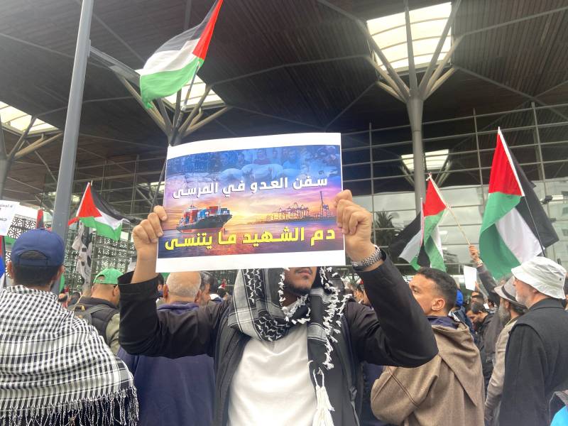 Moroccans protest ship carrying US fighter jet parts to Israel
