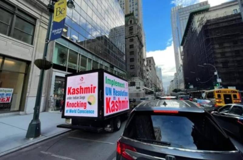 Digital ad trucks flash Kashmir freedom messages in two US cities