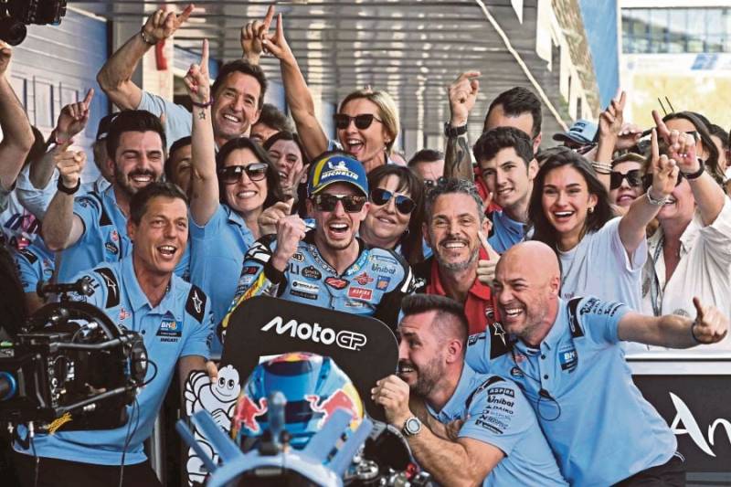 Spain's Alex Marquez celebrates maiden MotoGP in home Grand Prix