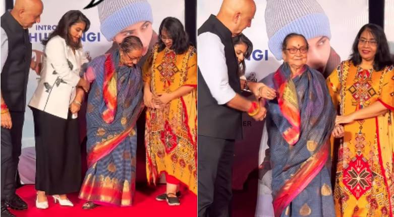 Kajol rescues Anupam Kher's mom from falling on stage during the launch of Tanvi The Great 