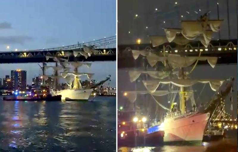 Mexican Navy training ship hits New York's Brooklyn Bridge, 22 wounded