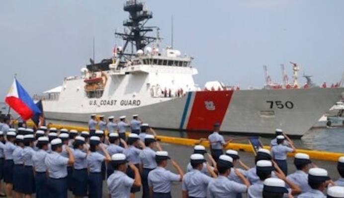 Philippines, US coast guards join military drills in South China Sea
