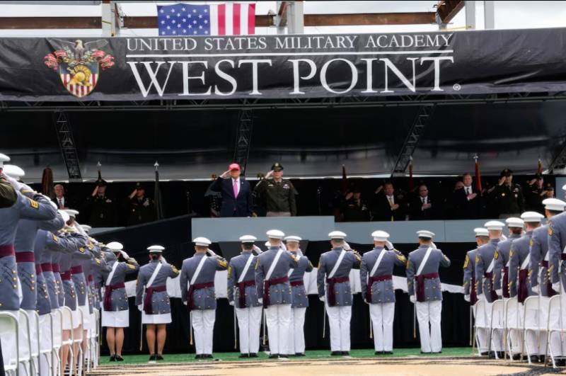 Trump attacks past US policy in speech to new Army officers