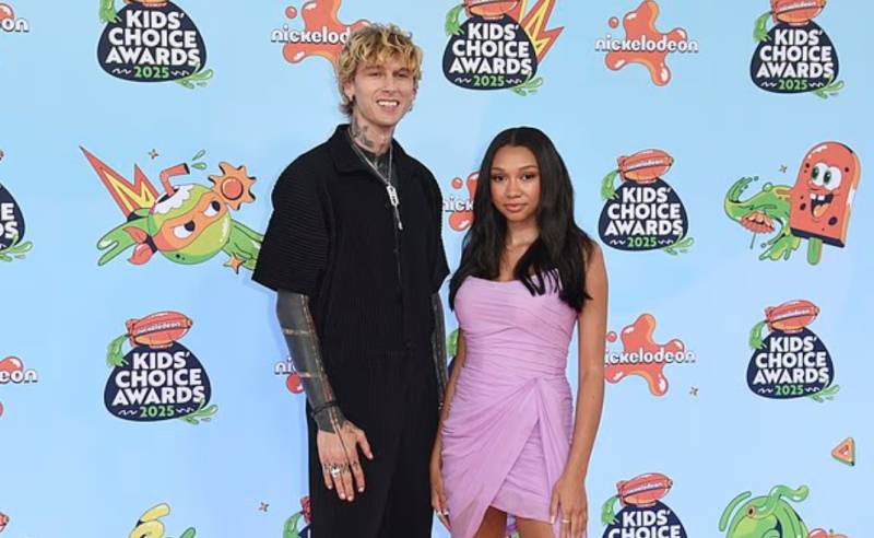 MGK makes rare red carpet appearance with daughter Casie at 2025 Kids' Choice Awards
