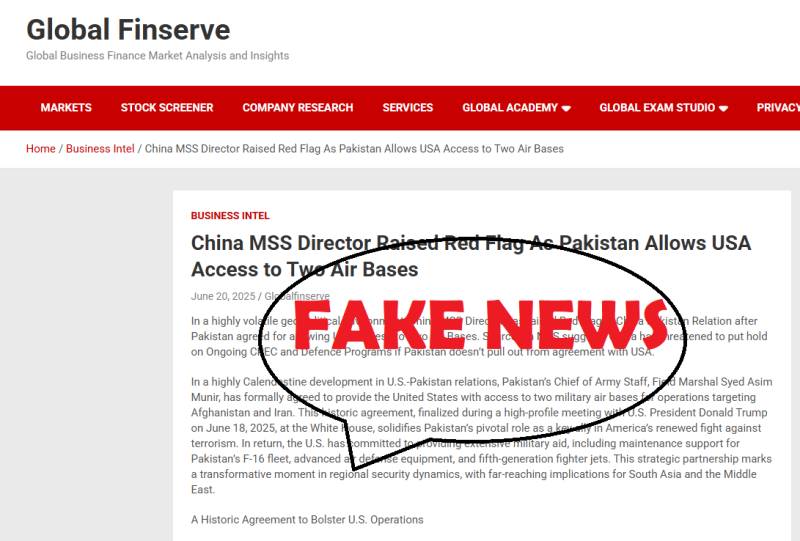FACT CHECK: News regarding “Pakistan allows USA access to two air bases’ is Fake News