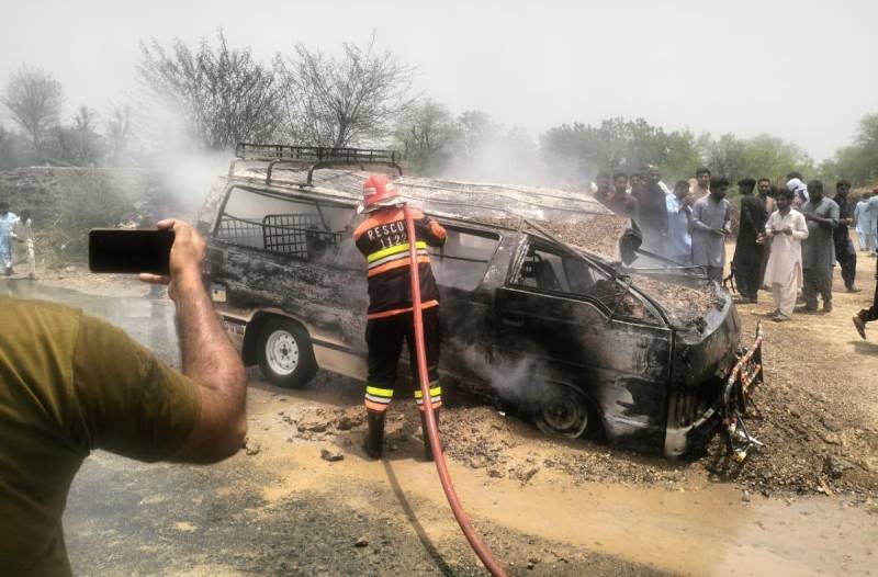 Two girl students die after college van catches fire in Ahmadpur East