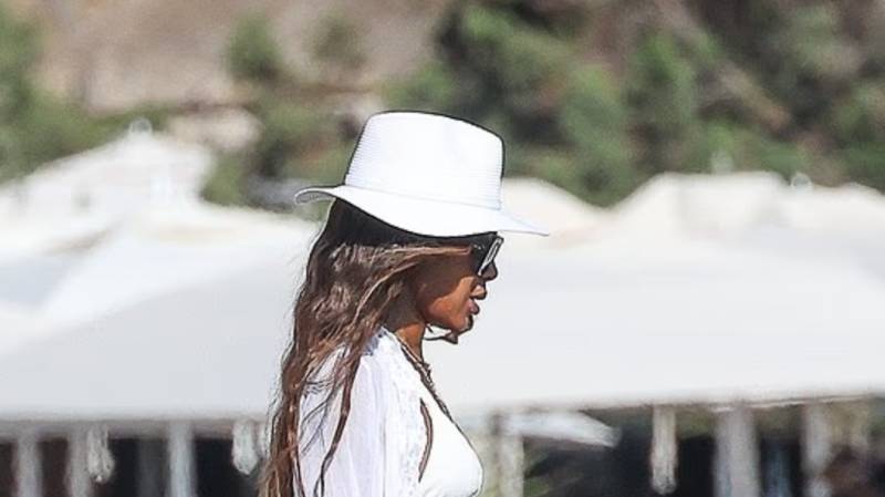 Supermodel Naomi Campbell soaks up the sun during Ibiza getaway
