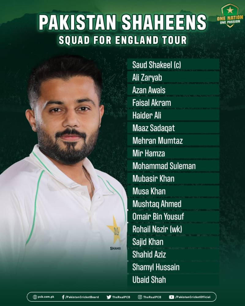 Pakistan Shaheens squad announced for England tour