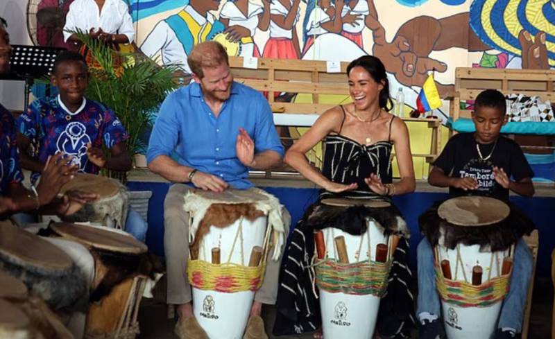 Prince Harry struggles for spotlight as Meghan shines during Colombia visit