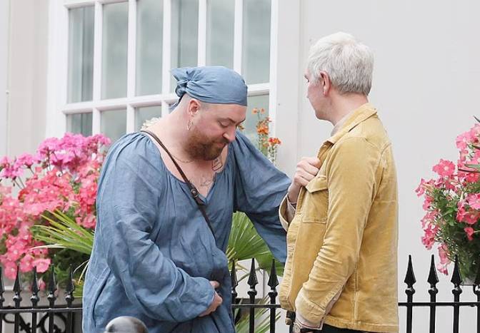 Sam Smith stuns in floor-length navy dress in Notting Hill after dropping 'To Be Free'