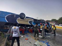 Nine dead, 18 injured as bus overturns at motorway near Chakwal