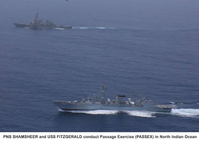 PNS SHAMSHEER conducts exercise with USS FITZGERALD in North Indian Ocean
