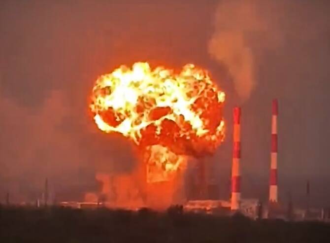 Ukrainian drones spark fire at Sochi oil depot