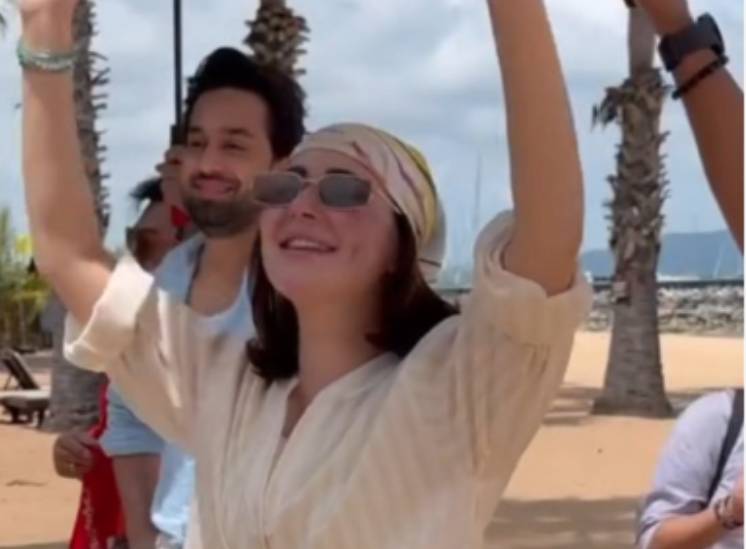 Hania Aamir and Bilal Abbas make Fahad Mustafa’s birthday special on set