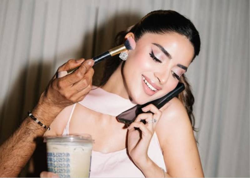 Saboor Aly stuns in pink silk gown during glam studio session