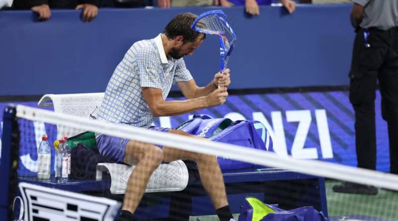Medvedev fined after heated row with umpire in US Open first-round loss