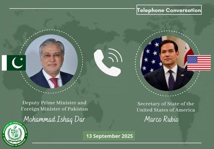 Deputy PM Dar receives phone call from US Secretary of State Marco Rubio