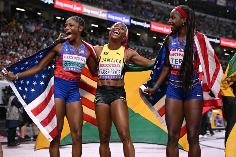 Jefferson-Wooden completes world sprint treble with US relay win