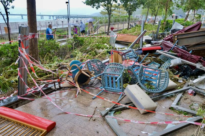 Hong Kong's coastal businesses pick up pieces after typhoon