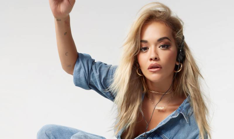 Rita Ora stuns in collared dress at Prada show