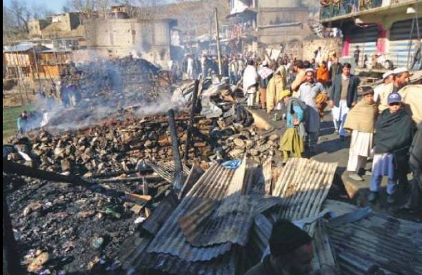 15 shops destroyed as fire erupts in Upper Dir market