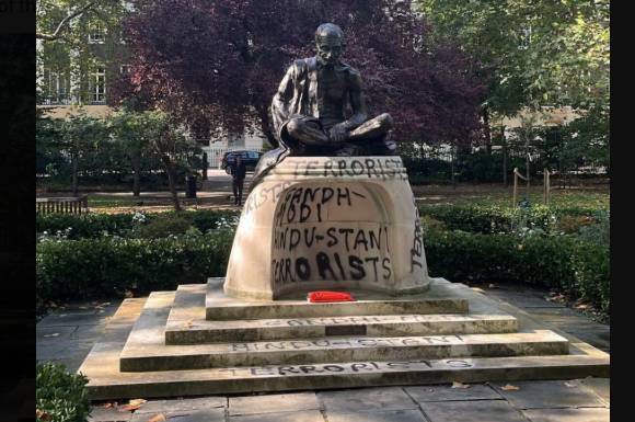 Mahatma Gandhi dubbed ‘terrorist’ as his statue in London vandalized