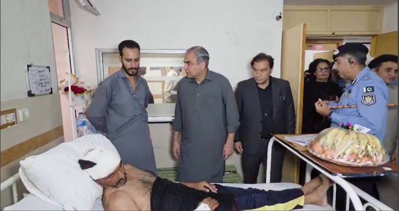 Interior Minister Naqvi visits PIMS Hospital to inquire after health of injured cops