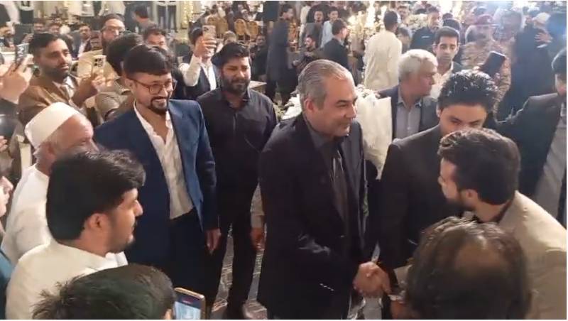 PCB chief Mohsin Naqvi attends cricketer Abrar Ahmed's walima