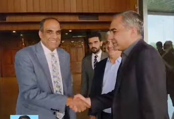 British MP Lord Shafaq calls on Mohsin Naqvi in Islamabad