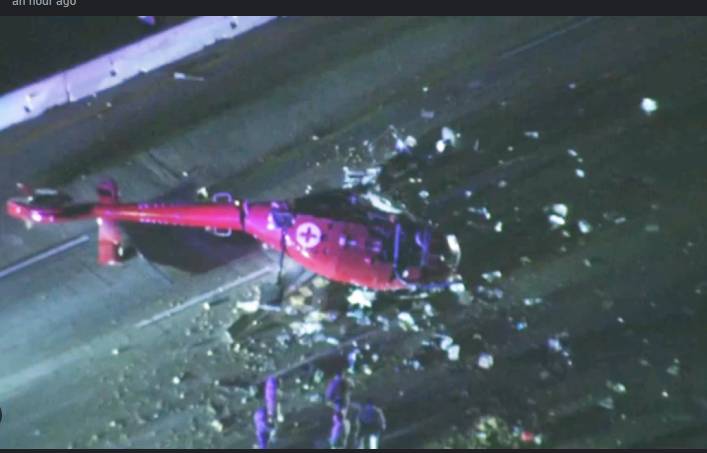 Medical helicopter crashes on California highway