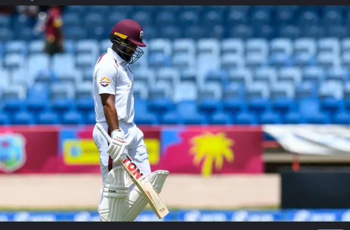 West Indies' Campbell out to freak catch after India declare on 518-5