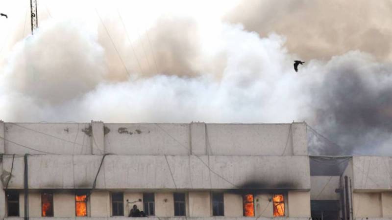 Fire broke out in a building at Chandrigar Road in Karachi