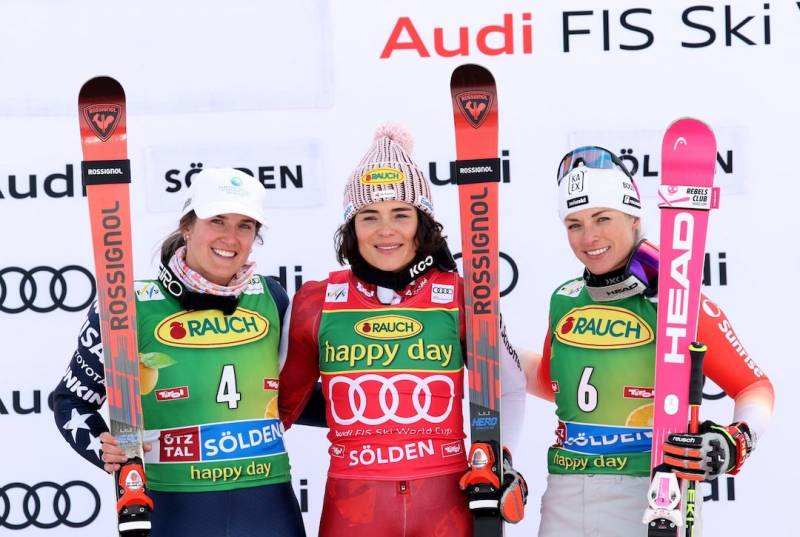 Austria's Scheib wins Soelden giant slalom, Shiffrin fourth