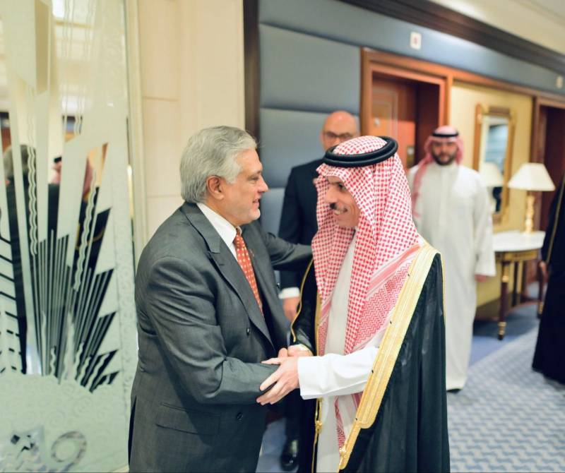 Ishaq Dar, Saudi Foreign Minister discuss bilateral ties and gaza situation in Riyadh