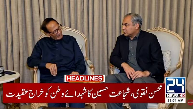 Mohsin Naqvi briefs Ch Shujaat on steps for internal security 