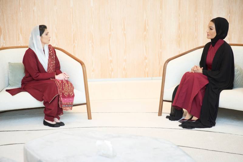 Aseefa Bhutto meets Sheikha Moza bint Nasser at Qatar Foundation