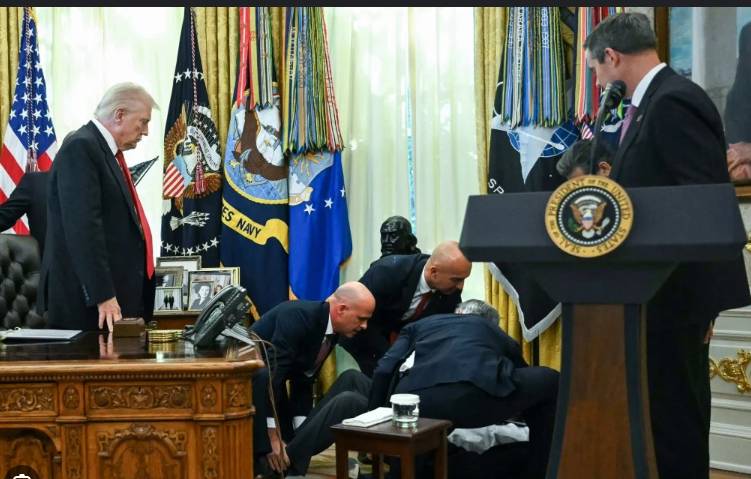 Trump event paused in Oval Office when guest faints