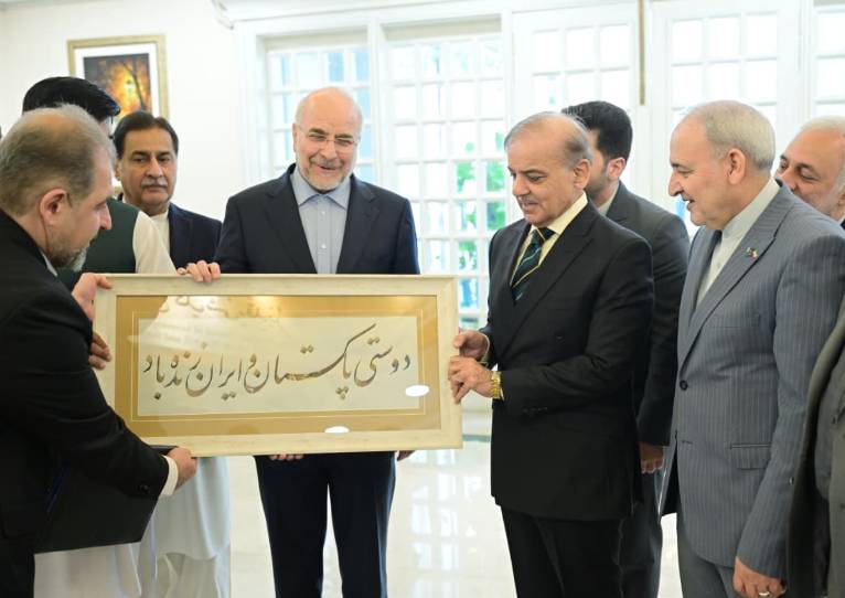 PM Shehbaz holds talks with Iran Parliament speaker