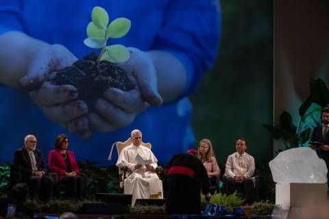 Pope decries lack of political will on climate change