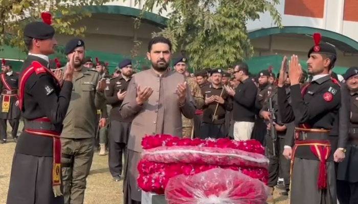 KP CM Sohail Afridi attends funeral of martyred FC personnel