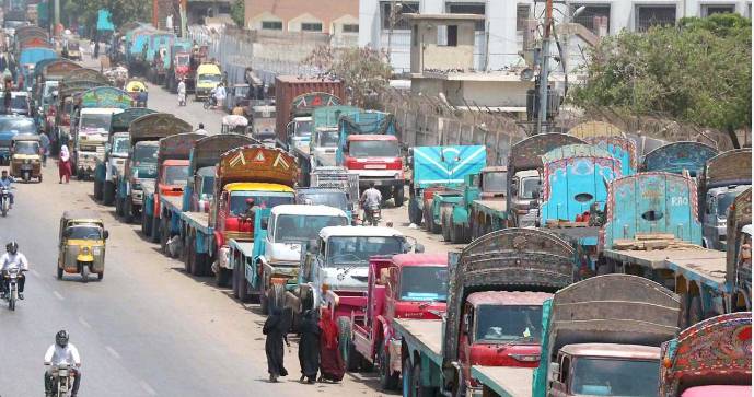 Business at Karachi ports disrupted as goods transporters’ strike enters 4th day