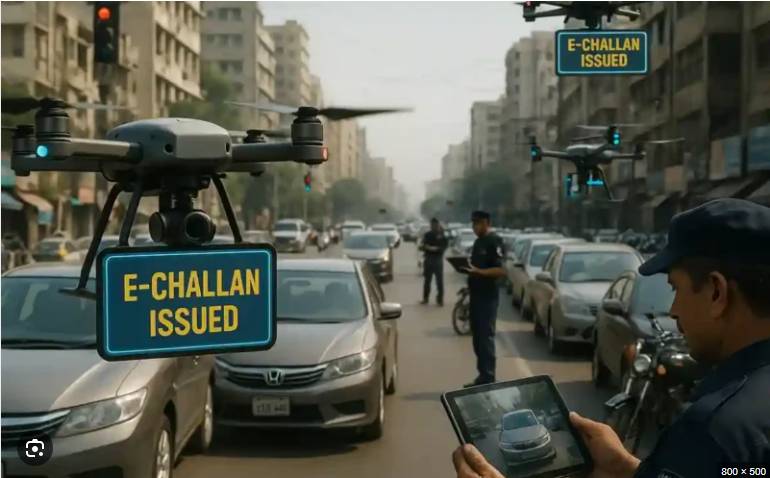 E-challans through drones for traffic violations begins in Karachi