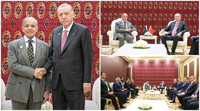 PM Shehbaz discusses bilateral cooperation with Erdogan in Ashgabat 