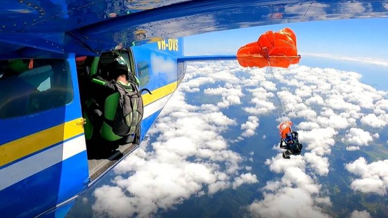 Skydiver survives terrifying ordeal after reserve parachute wraps around plane’s tail