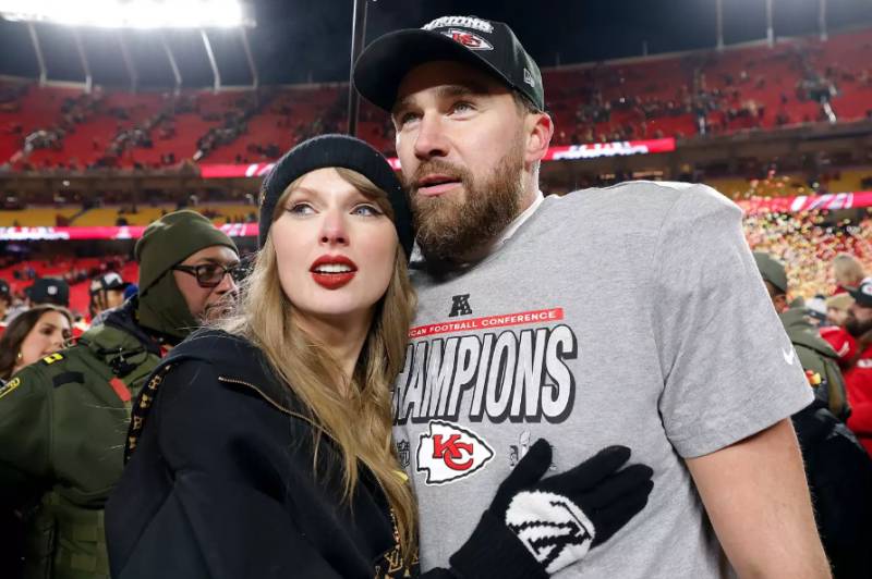 Taylor Swift cheers Travis Kelce on with Kylie Kelce and kids one day after birthday