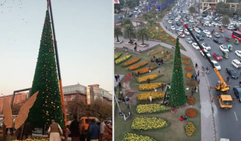 Lahore’s Liberty Chowk decorated with 42-foot high Christmas tree
