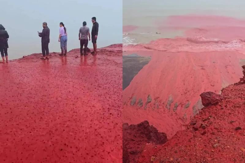 Iran’s Hormuz Island turns red after rainfall, sparking global curiosity