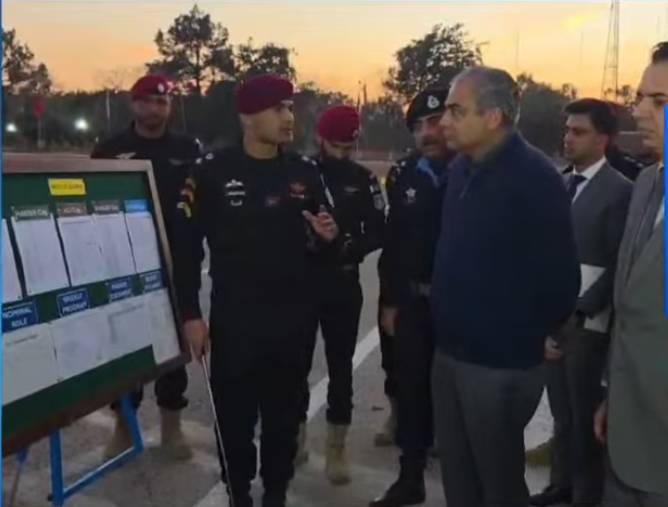 Mohsin Naqvi reviews training at Capital Elite Police Training Centre