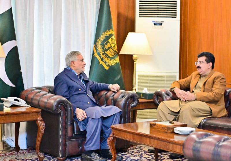 Ishaq Dar meets Sadiq Sanjrani, assures support for Balochistan’s development